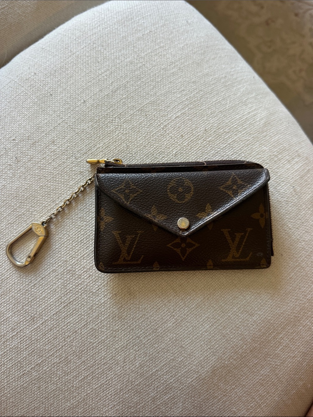 Real Louis Vuitton Monogram Canvas Key & Card Holder in Brown with Gold Hardware